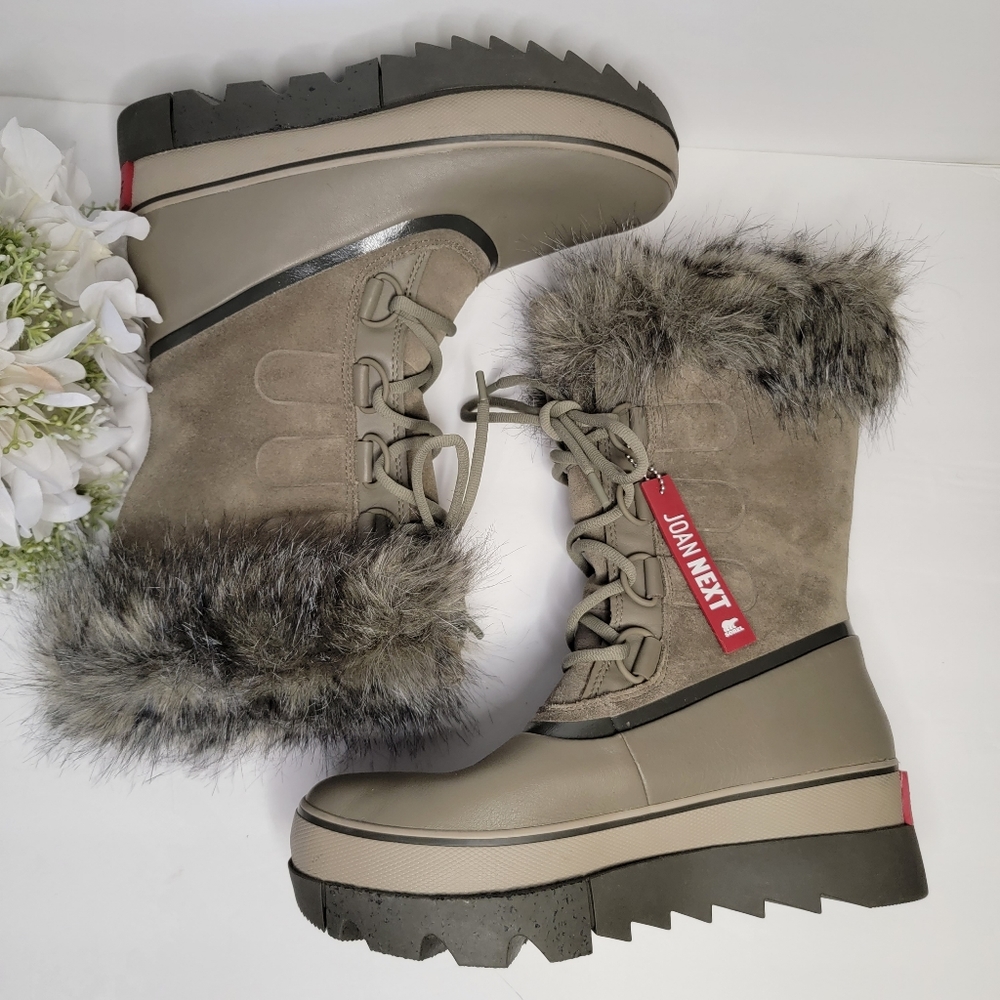 SOREL JOAN OF ARCTIC GREEN FUR WINTER BOOTS NWT SIZE 10 - Picture 6 of 10